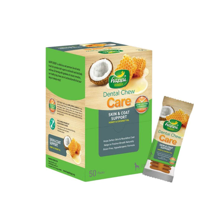 [Box of 50pcs] Happi Doggy Dental Chew Zest 4-Inch – Grain-Free Skin & Coat Support