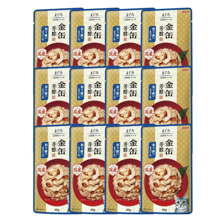 [Bundle of 12] Aixia Kin Can Rich Pouch Cat Food 60g – Tuna &amp; Chicken GHP4 TunaDriedSkipJ