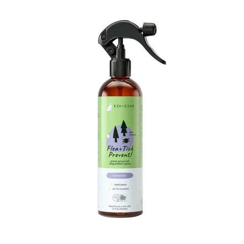 Kin+Kind Flea & Tick Protect Spray 12oz – Natural Pest Protection for Cats & Dogs Lavender (Dog only)