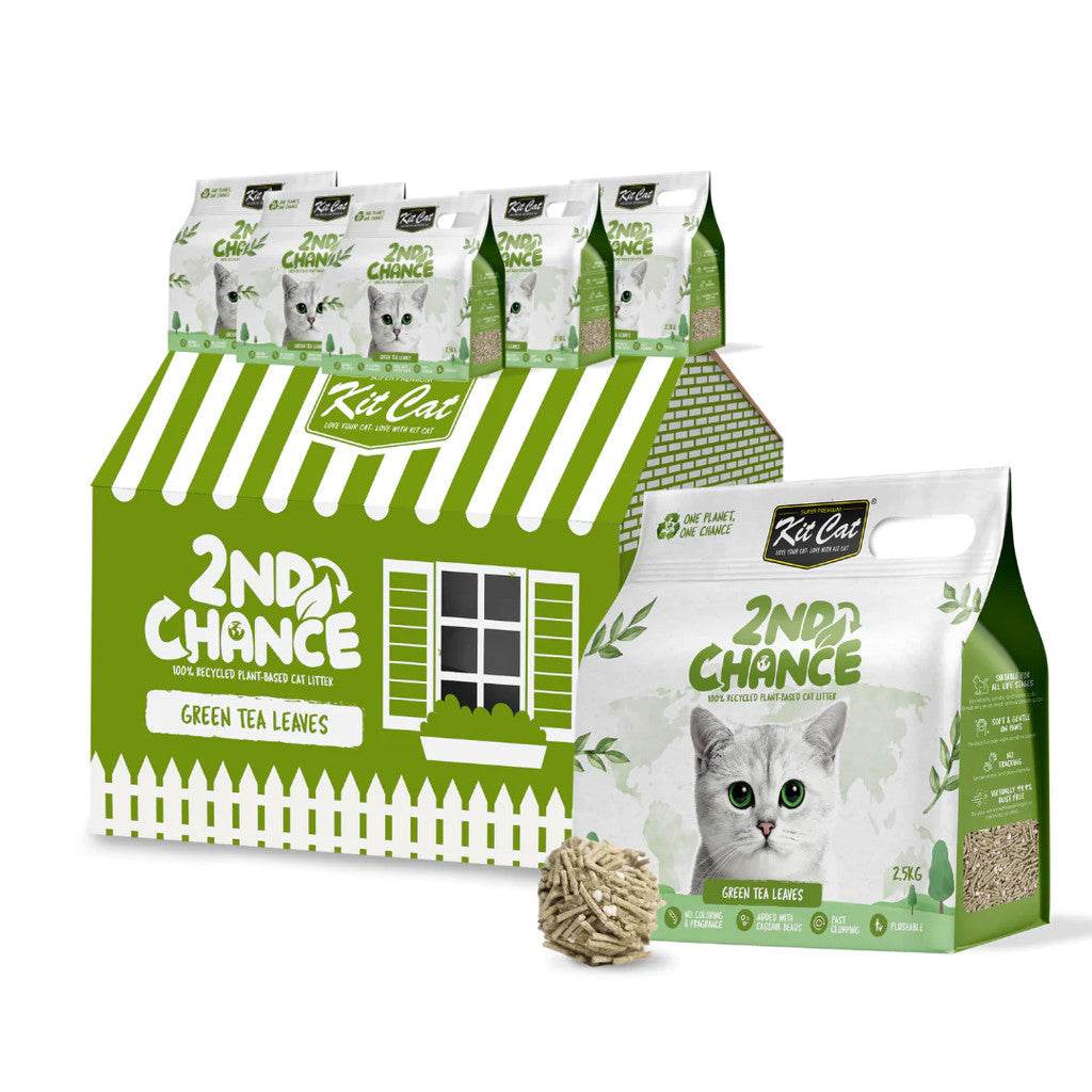 2.5kg Bundle of 6 Kit Cat 2nd Chance Litter Green Tea Leaves
