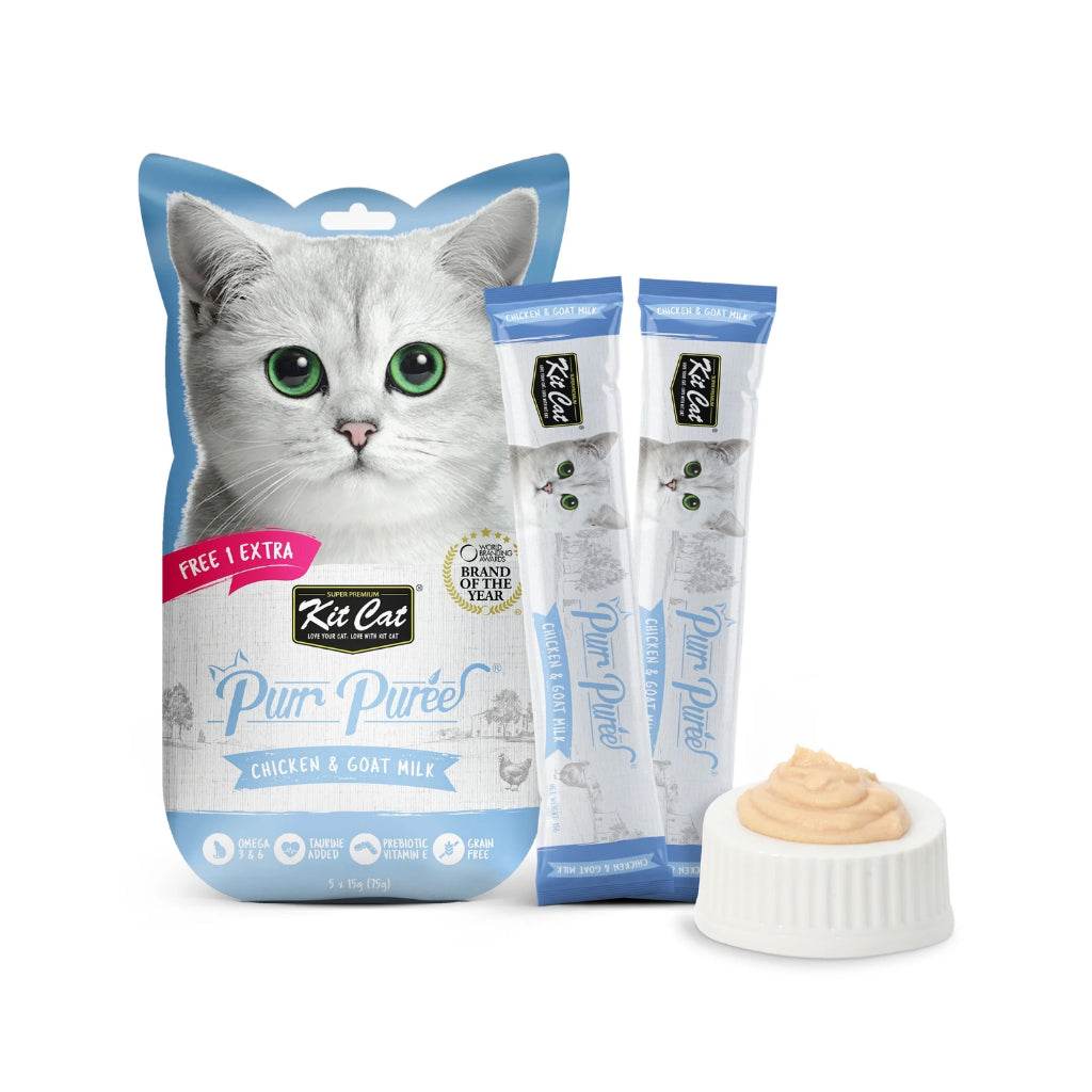 Kit Cat Purr Puree Cat Treats 4s/5s x 15g Chicken & Goat Milk