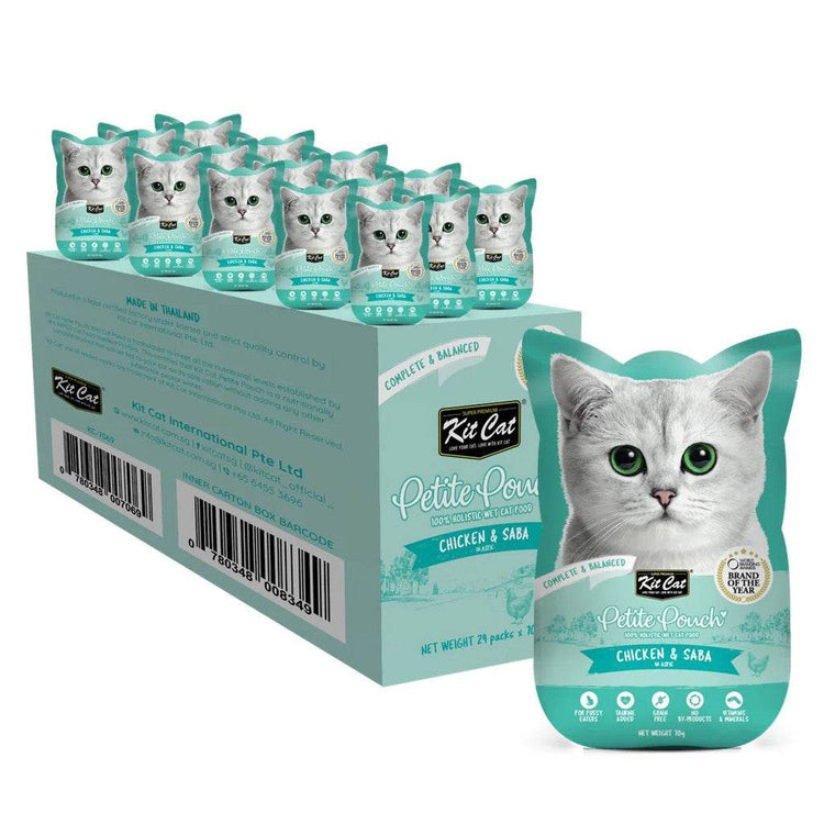 70g Bundle of 24 Kit Cat Petite Pouch Chicken & Saba