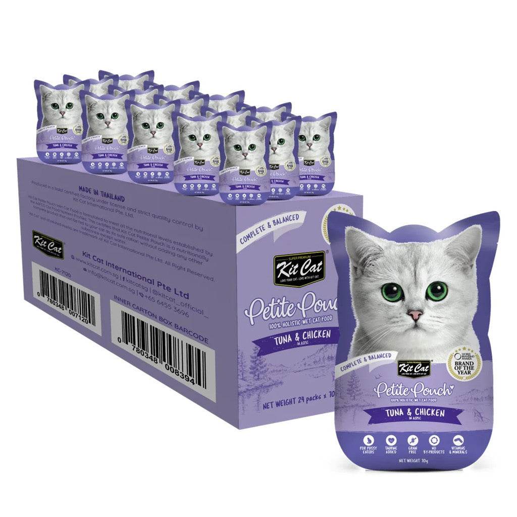 Bundle of 24 Kit Cat Petite Pouch 70g Tuna & Chicken