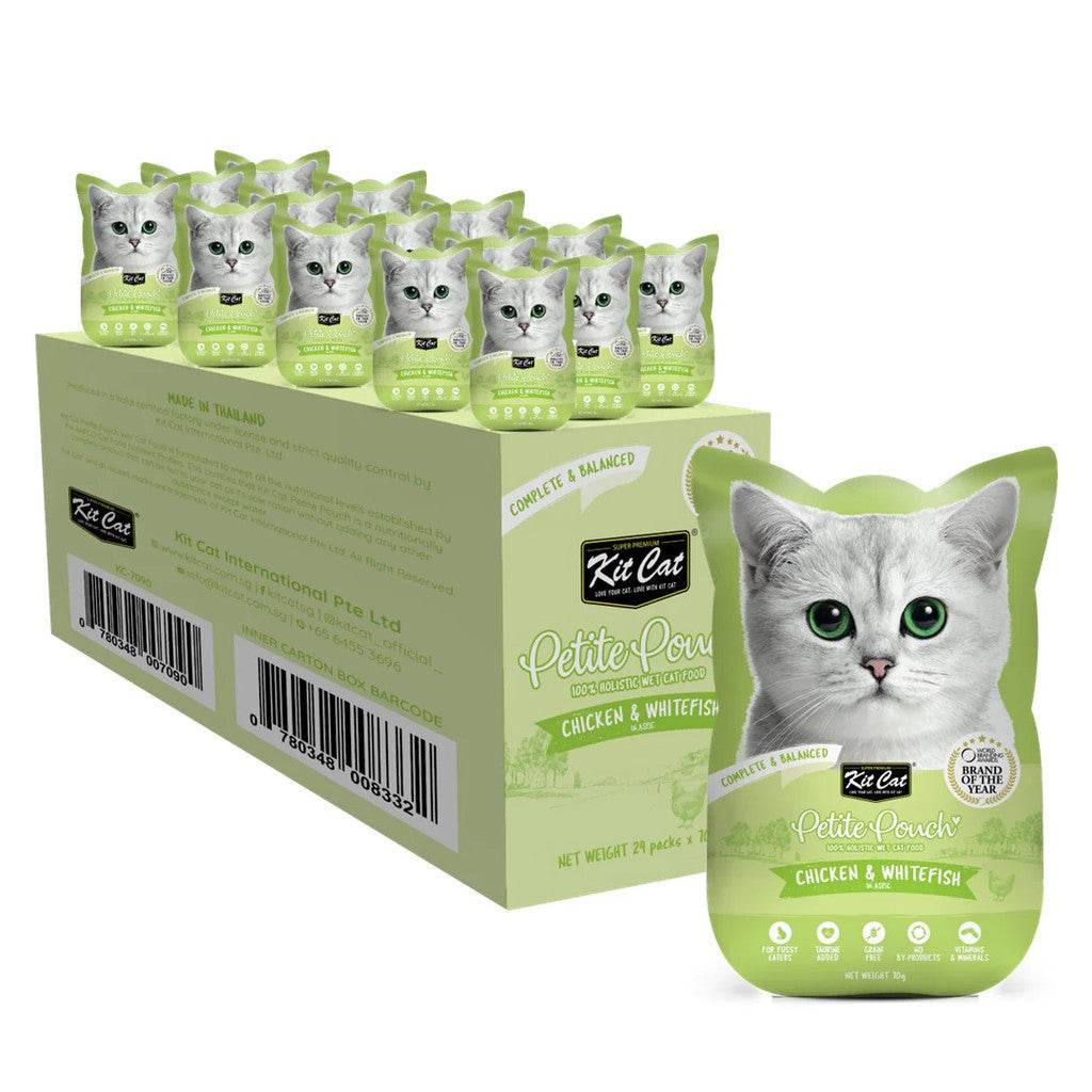 Bundle of 24 Kit Cat Petite Pouch 70g Chicken & Whitefish