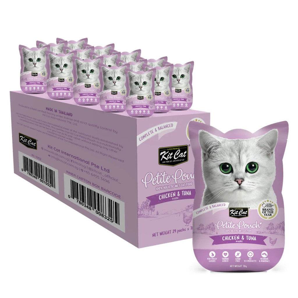 Bundle of 24 Kit Cat Petite Pouch 70g Chicken & Tuna