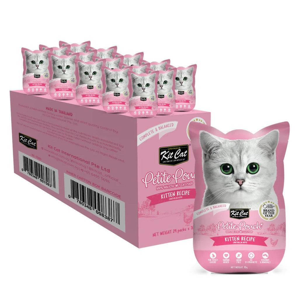 70g Bundle of 24 Kit Cat Petite Pouch Kitten Chicken