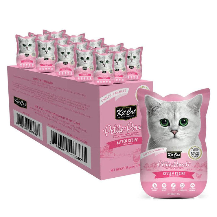 70g Bundle of 24 Kit Cat Petite Pouch Kitten Chicken