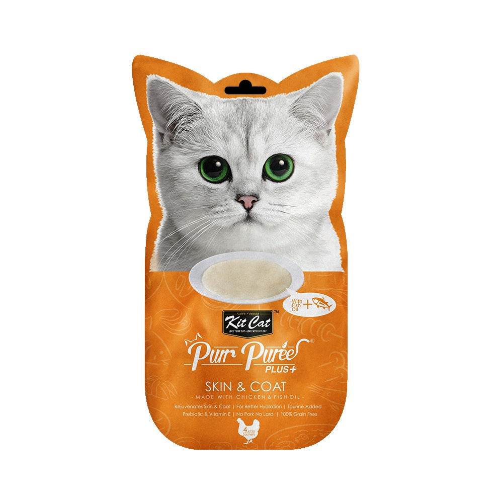 Kit Cat Purr Puree Cat Treats 4s/5s x 15g Skin & Coat(Chicken)