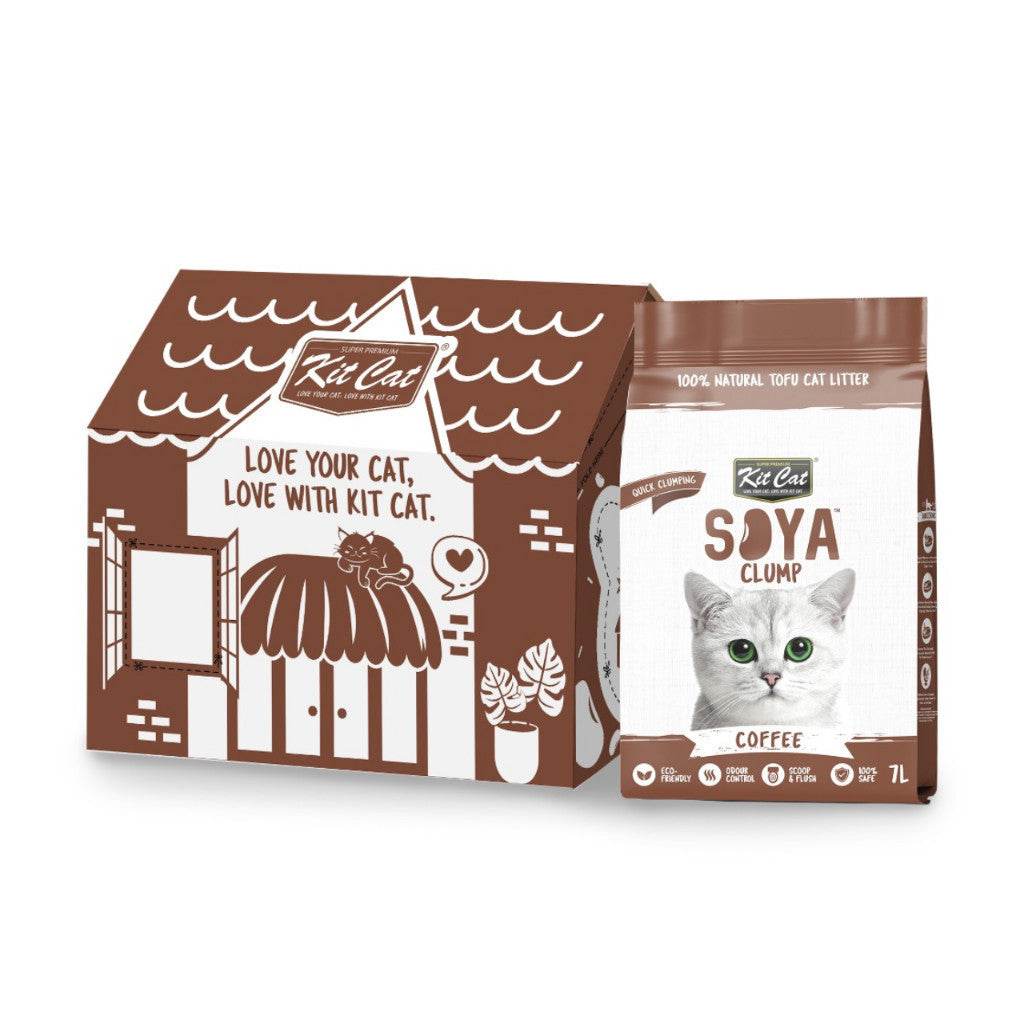 Bundle of 6 Kit Cat Soybean Clumping Litter 7L Coffee