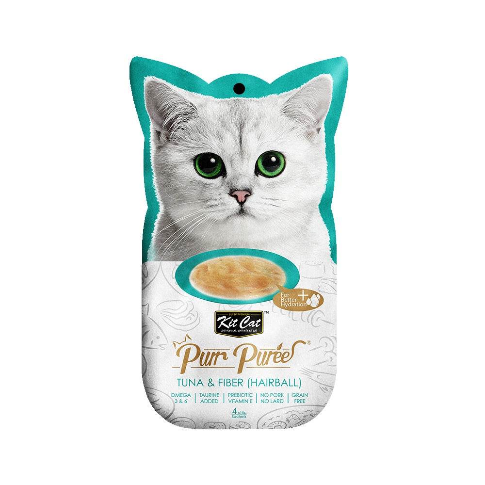 Kit Cat Purr Puree Cat Treats 4s/5s x 15g Tuna & Fiber
