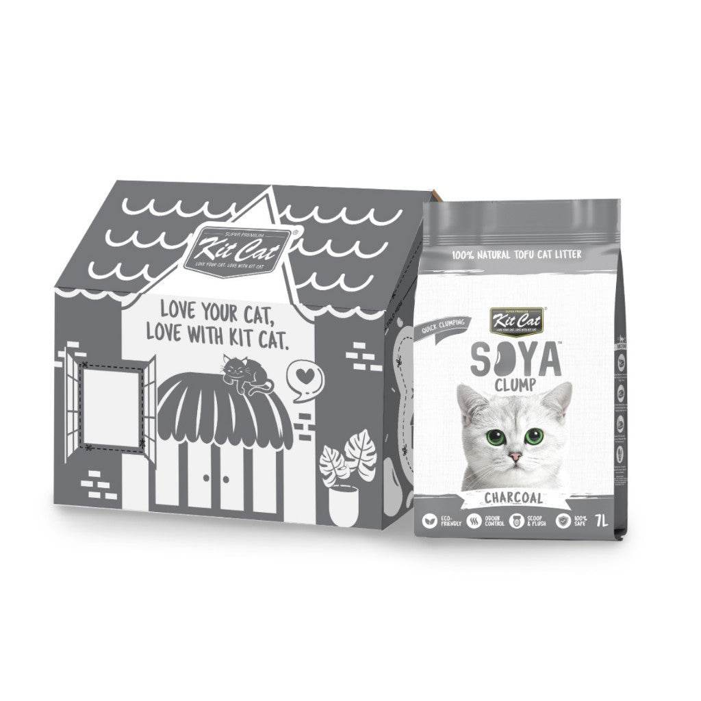 Bundle of 6 Kit Cat Soybean Clumping Litter 7L Charcoal