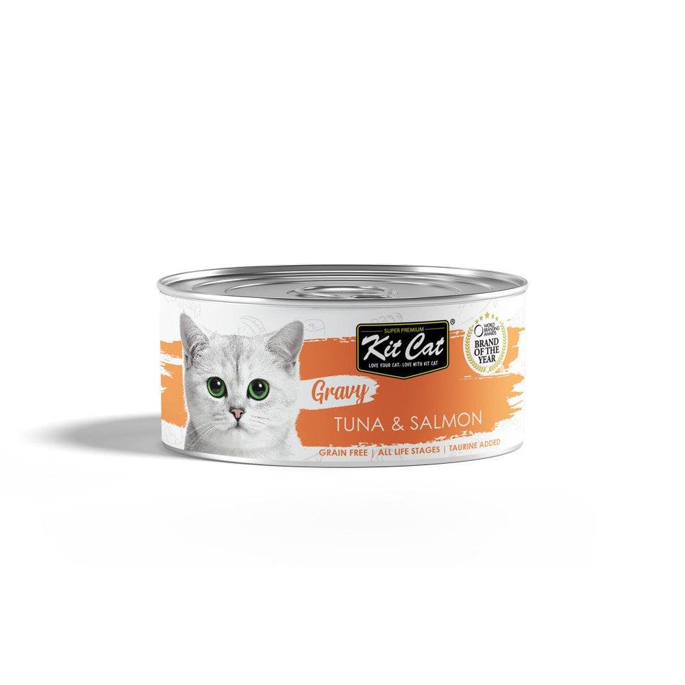 Bundle of 24 Kit Cat Gravy Wet Food 70g Tuna & Salmon