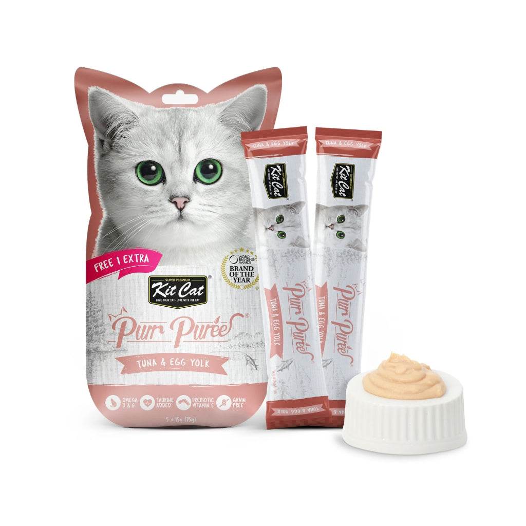 Kit Cat Purr Puree Cat Treats 4s/5s x 15g Tuna & Egg Yolk