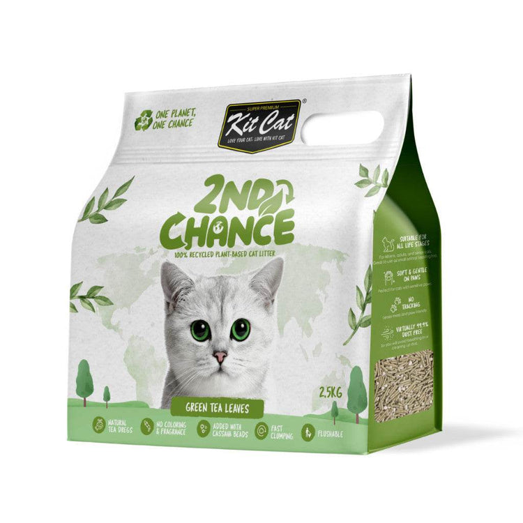 2.5kg Kit Cat 2nd Chance Plant-Based Cat Litter Green Tea Leaves