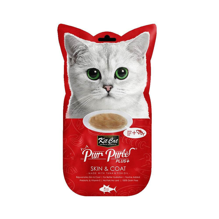 Kit Cat Purr Puree Cat Treats 4s/5s x 15g Skin & Coat(Tuna)