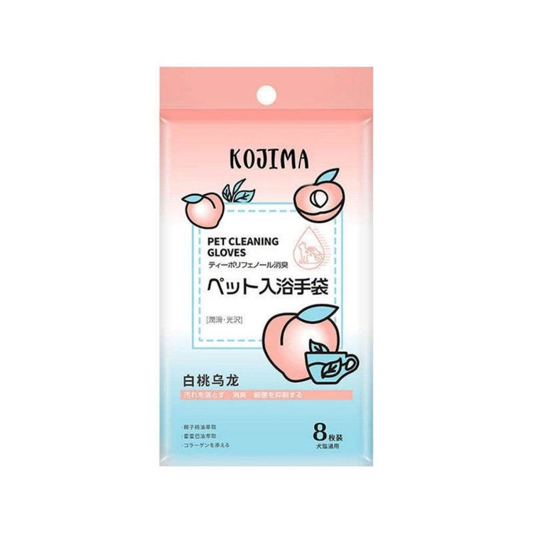 Kojima Pet Wash-Free Cleaning Gloves Dog & Cat Peach Oolong (8pcs)