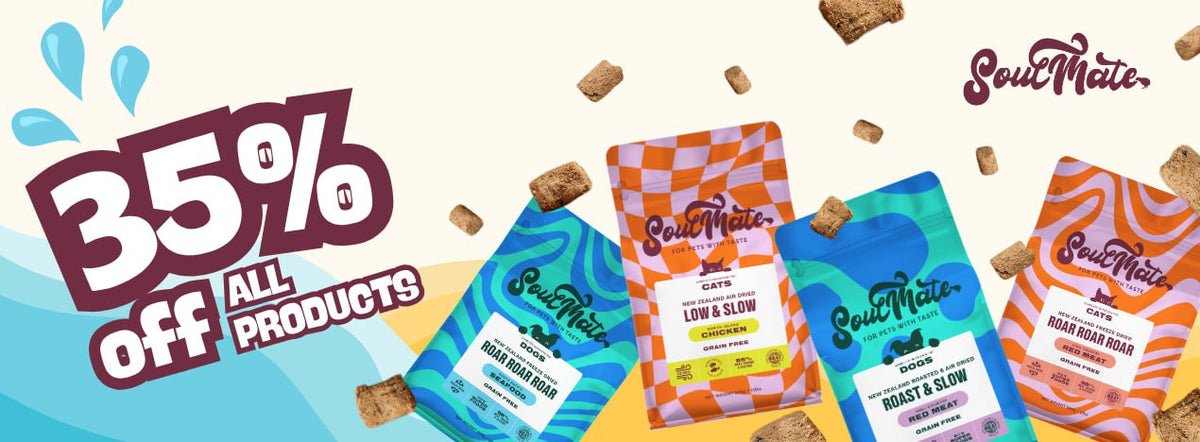 Promotional banner for 'Soul Mate' products with discount text and product packaging.