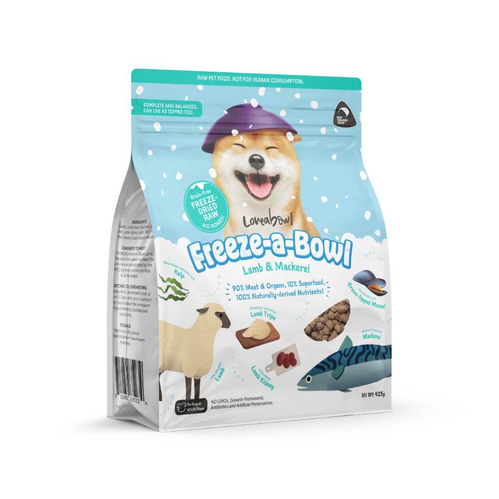 425g Loveabowl Freeze-a-Bowl Dried Dog Food Lamb & Mackerel 425g