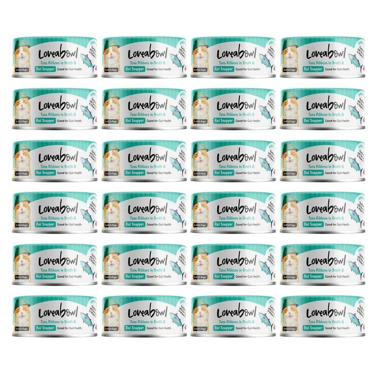 [24-Pack] Loveabowl Chicken & Tuna Wet Cat Food 70g - Grain-Free Tuna Red Snapper