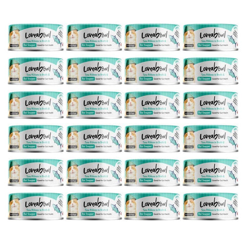 [24-Pack] Loveabowl Chicken & Tuna Wet Cat Food 70g - Grain-Free Tuna Red Snapper