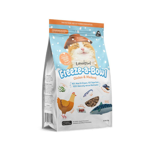 Loveabowl Freeze-a-Bowl Dried Cat Food 85g – Naturally Derived Nutrients Chicken&Mackerel 85g