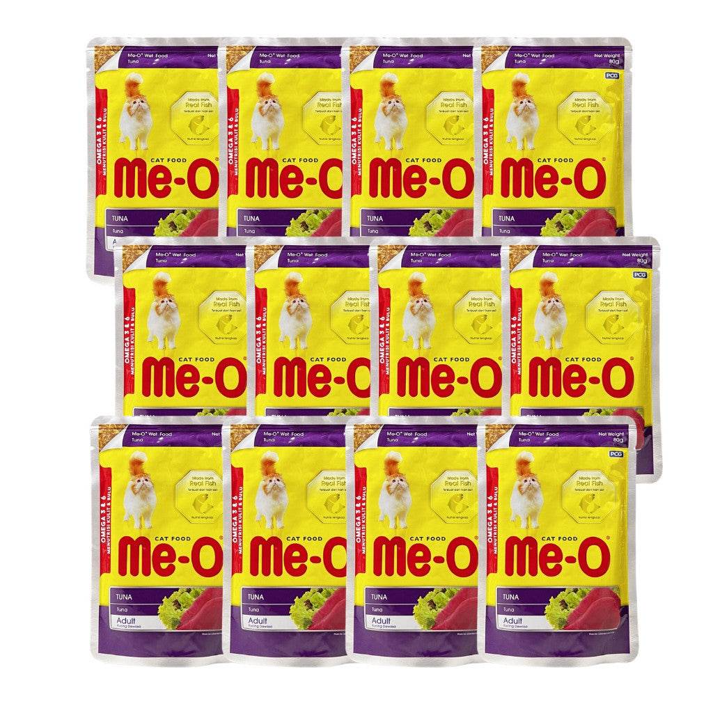 [12-Pack] Me-O Wet Cat Food 80g Pouch – Jelly, Gravy, Pate Tuna Jelly
