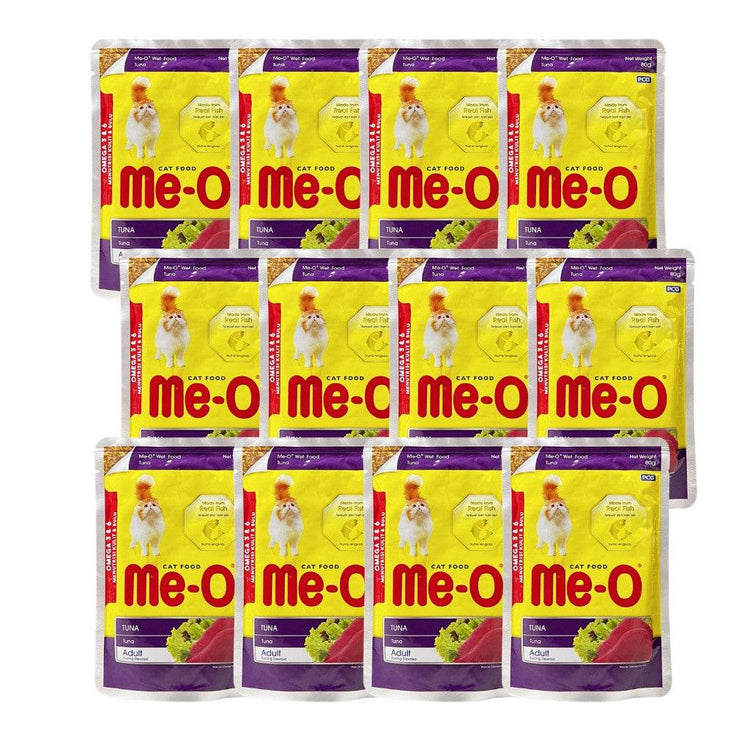 [12-Pack] Me-O Wet Cat Food 80g Pouch – Jelly, Gravy, Pate Tuna Jelly
