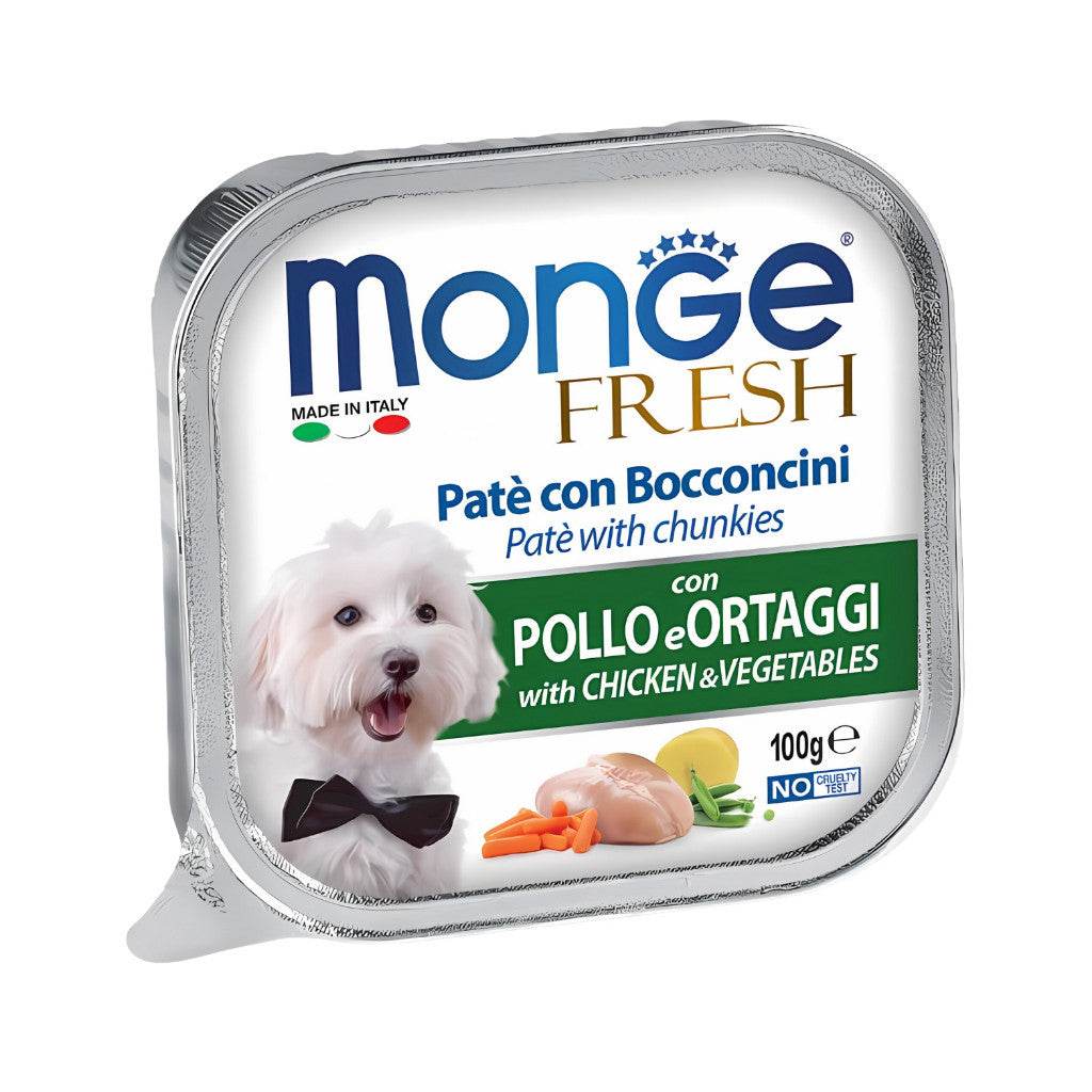 Monge Fresh Pate & Chunkies 100g – Premium Wet Dog Food Chicken & Vegetable