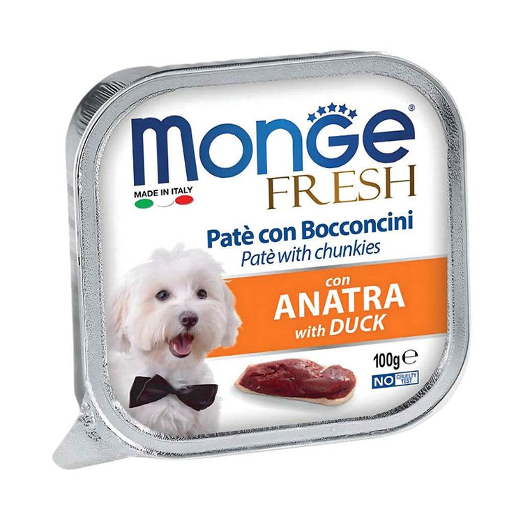 Monge Fresh Pate & Chunkies 100g – Premium Wet Dog Food Duck
