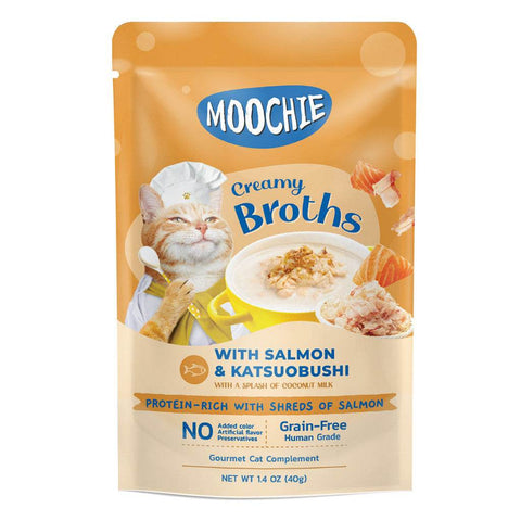 Moochie Cat Creamy Broths 40g Pouch Salmon & Katsuobushi
