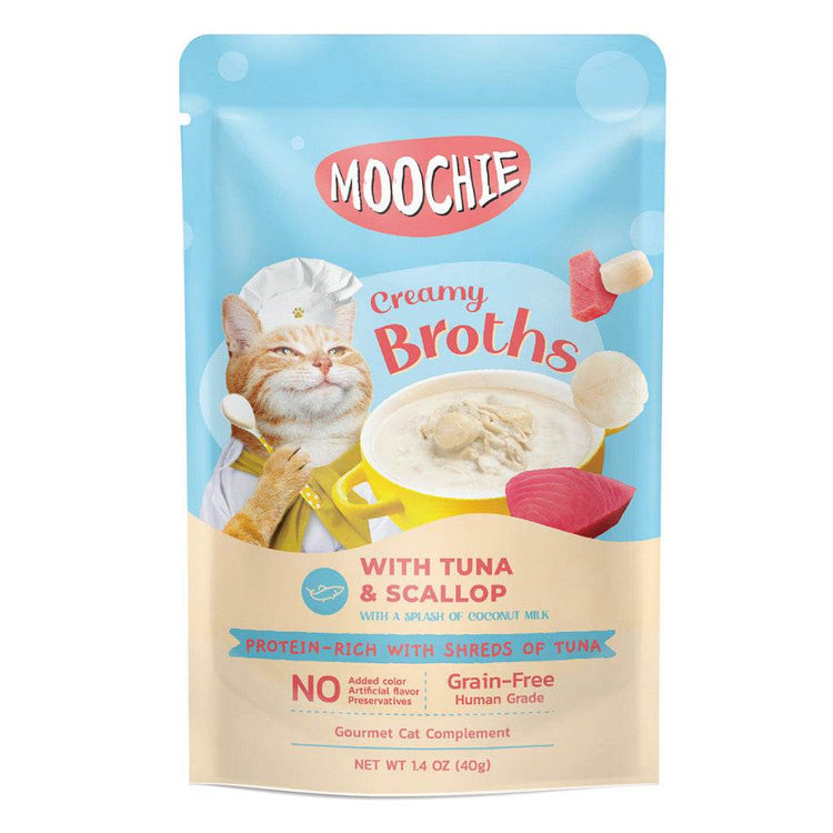 Moochie Cat Creamy Broths 40g Pouch Tuna & Scallop