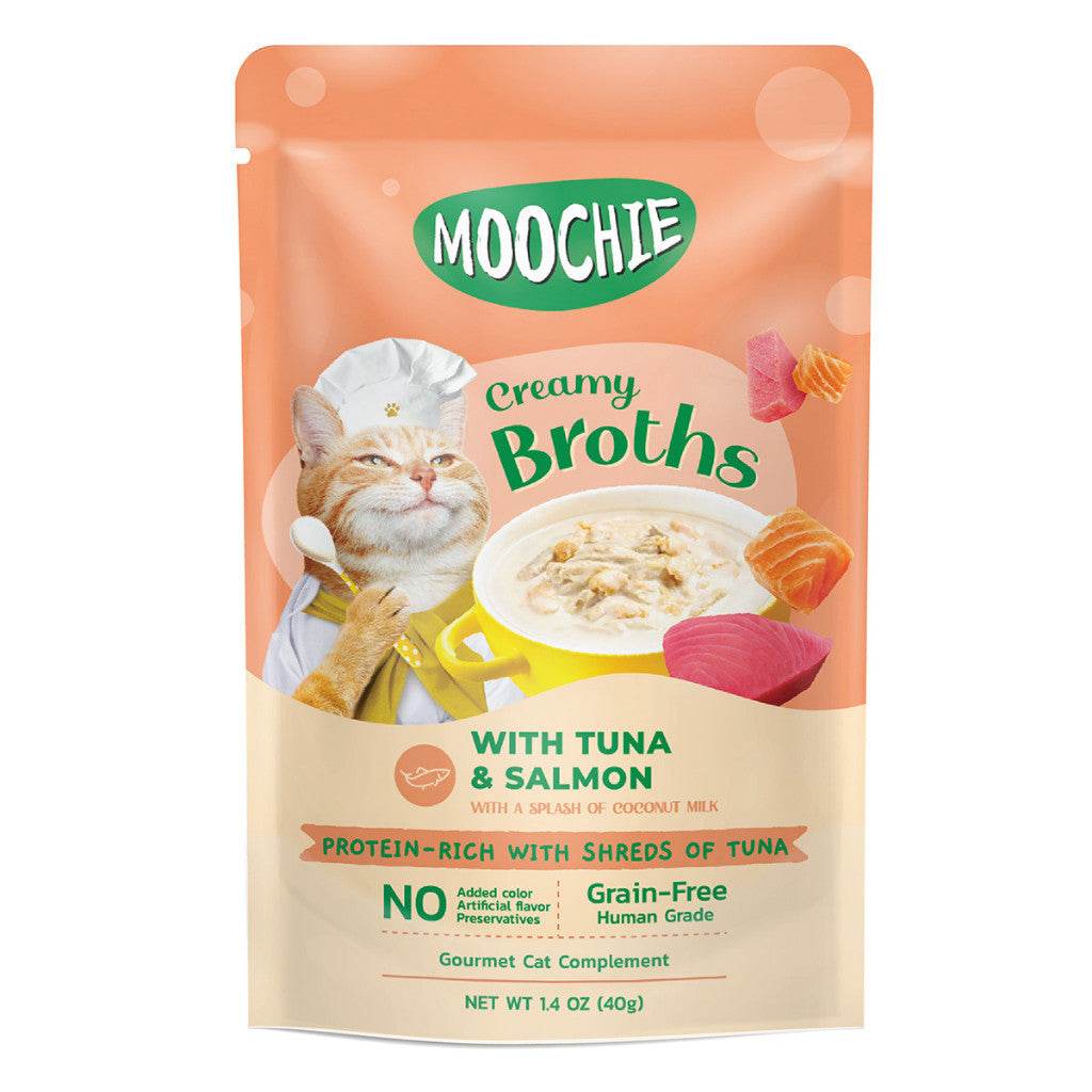 Moochie Cat Creamy Broths Pouch 40g Tuna & Salmon