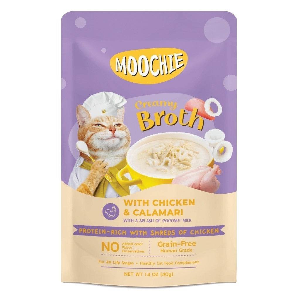 Moochie Cat Creamy Broths 40g Pouch Chicken & Calamari