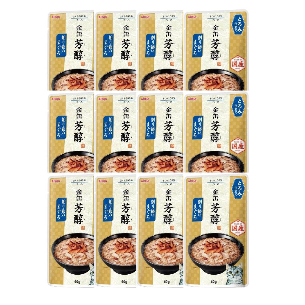 [Bundle of 12] Aixia Kin Can Rich Pouch Cat Food 60g – Tuna &amp; Chicken GHP11 TunaDriedSkipJ