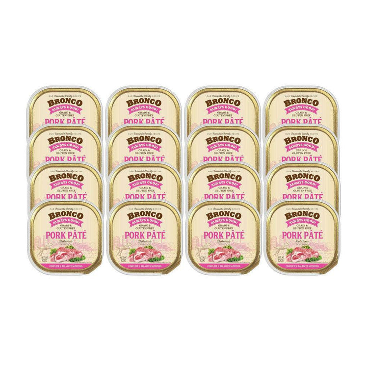 Bundle of 16 Bronco Tray Dog Food Pork