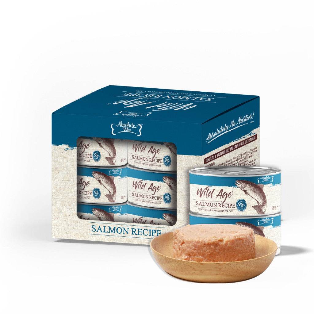 Absolute Bites Wild Age 80g x 6 Cans - Grain-Free Cat Food Salmon