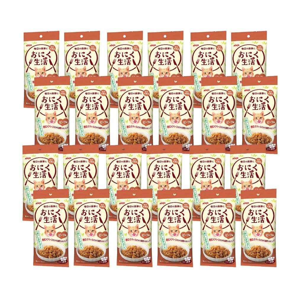 Bundle of 24 Aixia Fish & Meat Life Wet Cat Food ON1 ML Beef