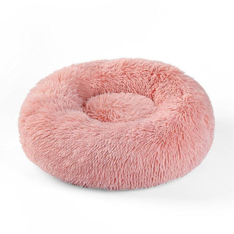 Cozy Soft Cushion Plush Pet Donut Bed Soft Pink