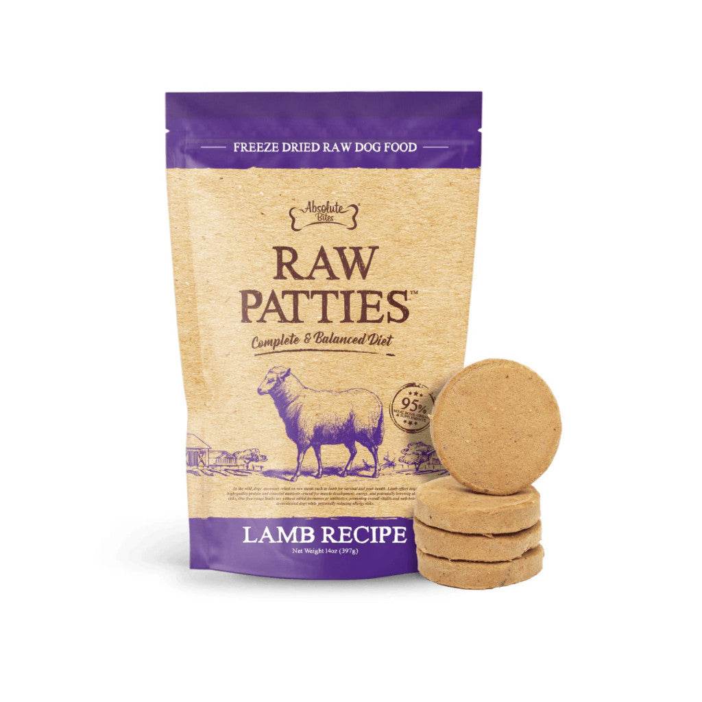Absolute Bites Freeze Dried Raw Patties Dog Food Lamb