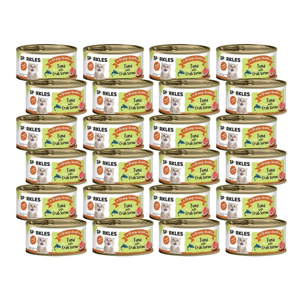 Bundle of 24 Sparkles Cat Wet Food Can Gravy Tuna Crab
