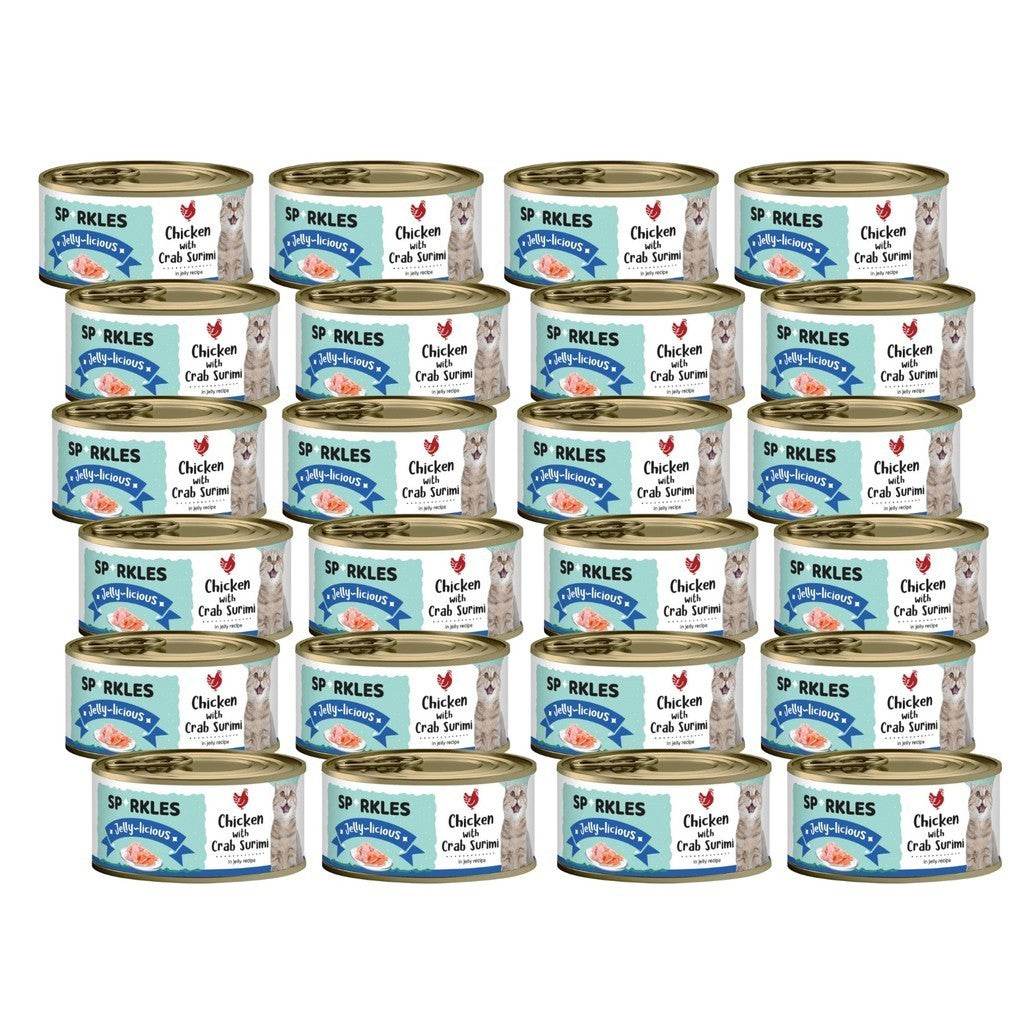 Bundle of 24 Sparkles Cat Wet Food Can Jelly Chicken Crab