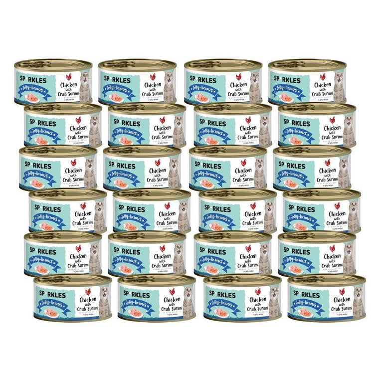 Bundle of 24 Sparkles Cat Wet Food Can Jelly Chicken Crab