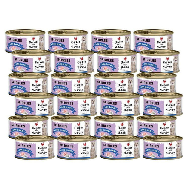 Bundle of 24 Sparkles Cat Wet Food Can JellyChickenShirasu