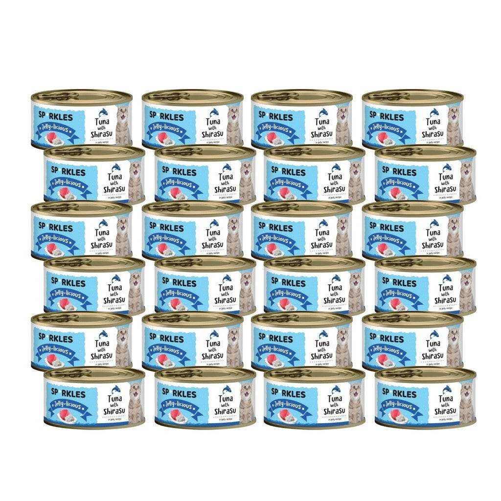 Bundle of 24 Sparkles Cat Wet Food Can Jelly Tuna Shirasu