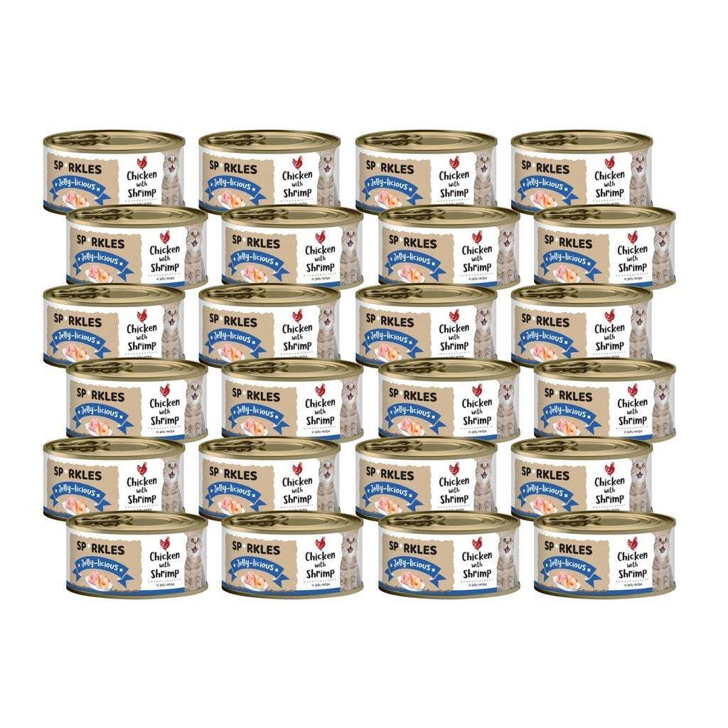 Bundle of 24 Sparkles Cat Wet Food Can Jelly Chicken Shrimp