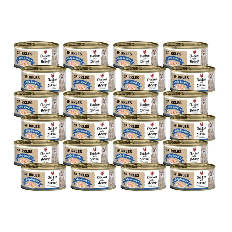 Bundle of 24 Sparkles Cat Wet Food Can Jelly Chicken Shrimp