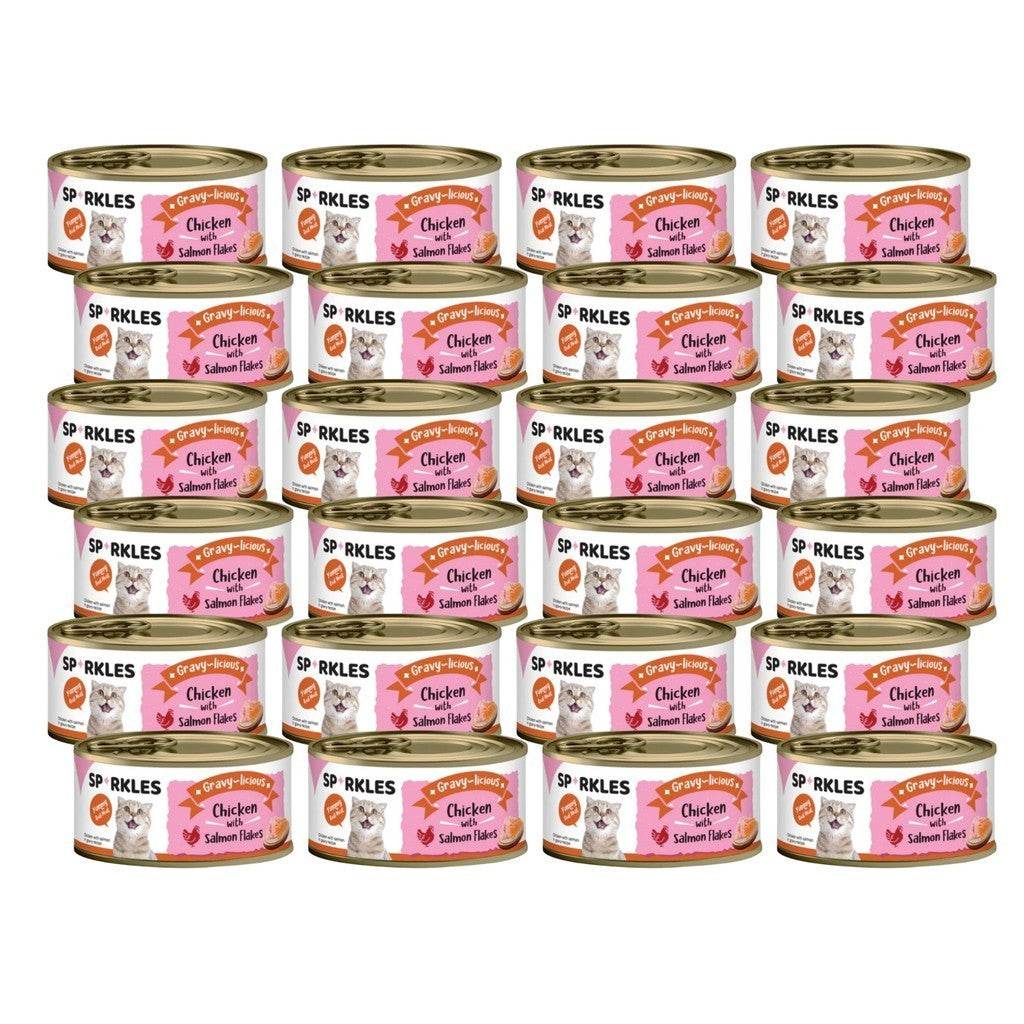 Bundle of 24 Sparkles Cat Wet Food Can Gravy Chicken Salmon