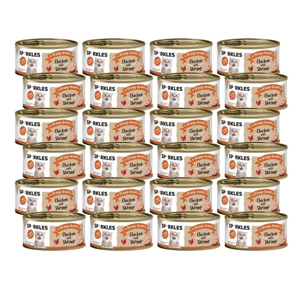 Bundle of 24 Sparkles Cat Wet Food Can Gravy Chicken Shrimp