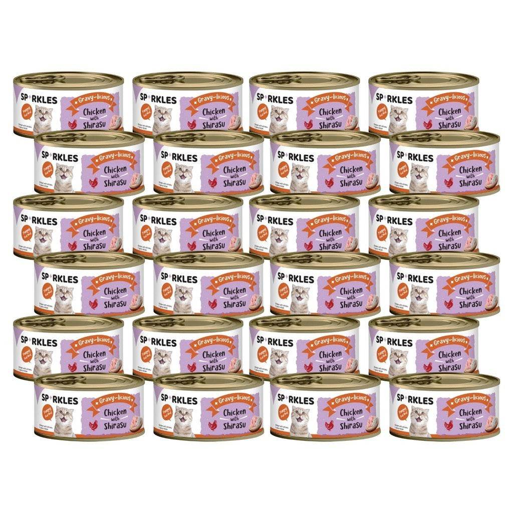 Bundle of 24 Sparkles Cat Wet Food Can GravyChickenShirasu