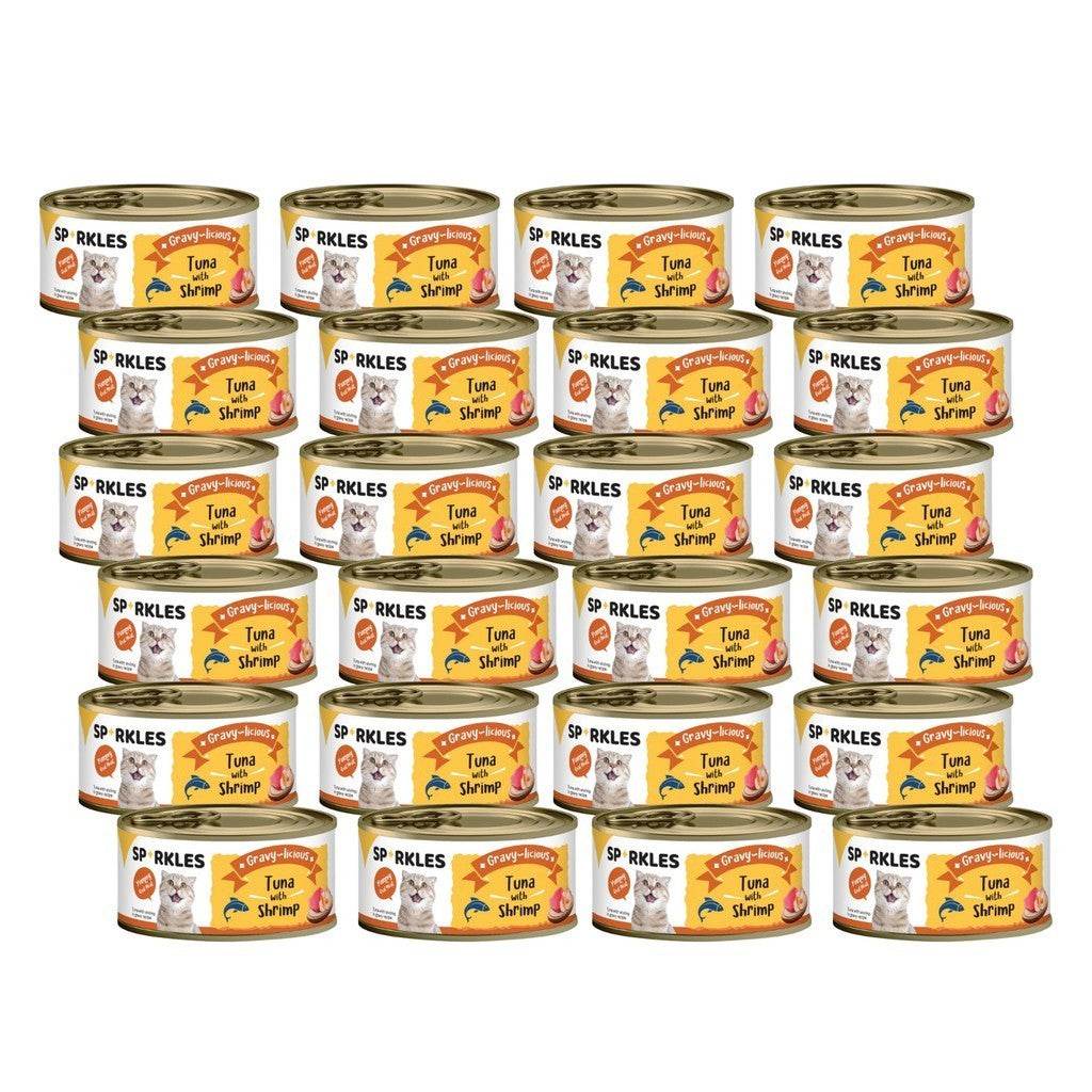 Bundle of 24 Sparkles Cat Wet Food Can Gravy Tuna Shrimp